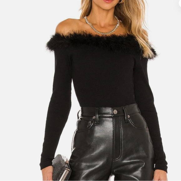 Express fur neckline bodysuit size medium - Picture 1 of 4